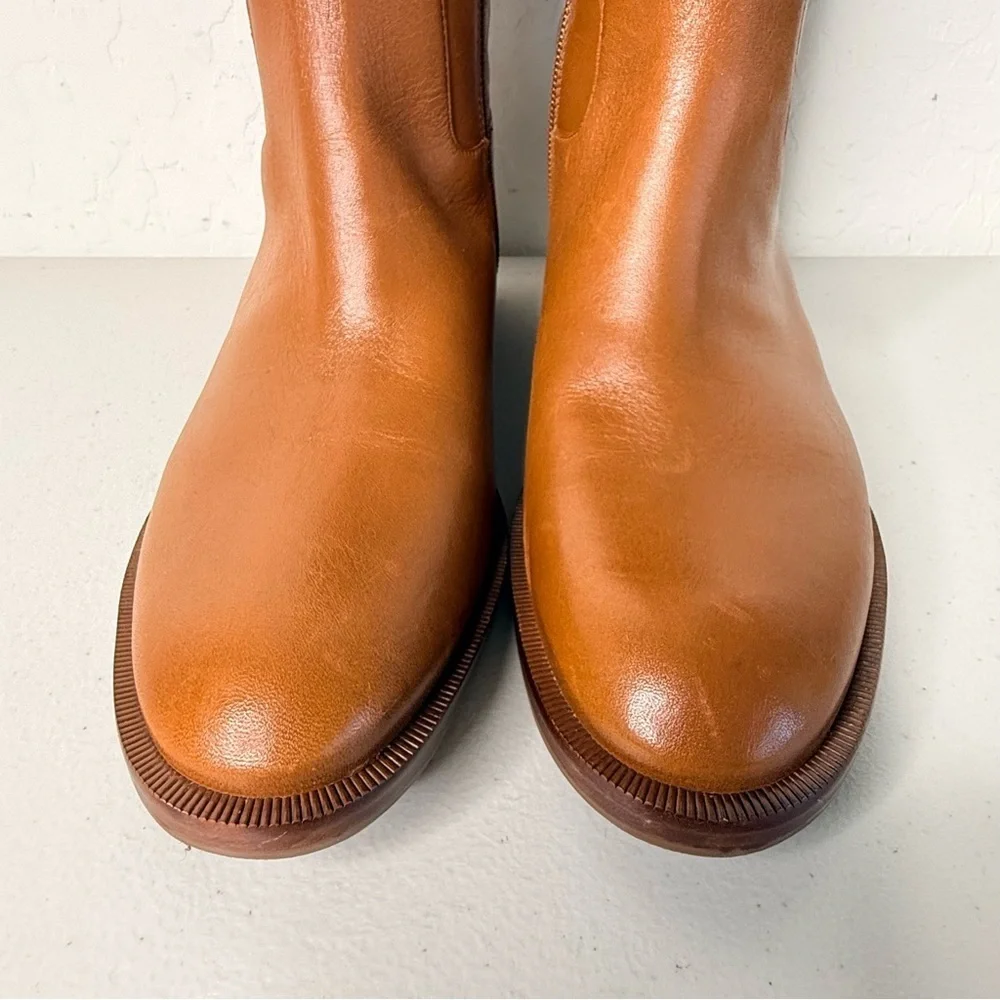New Tory Burch Everly Strap Equestrian Riding Boots in Sierra Tan Size 6.5M